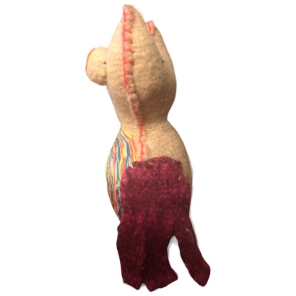 NWOT Wool Owl Folk Art Handmade, Handstitched Artisanal Decor Toy Charming Boho - Picture 6 of 11